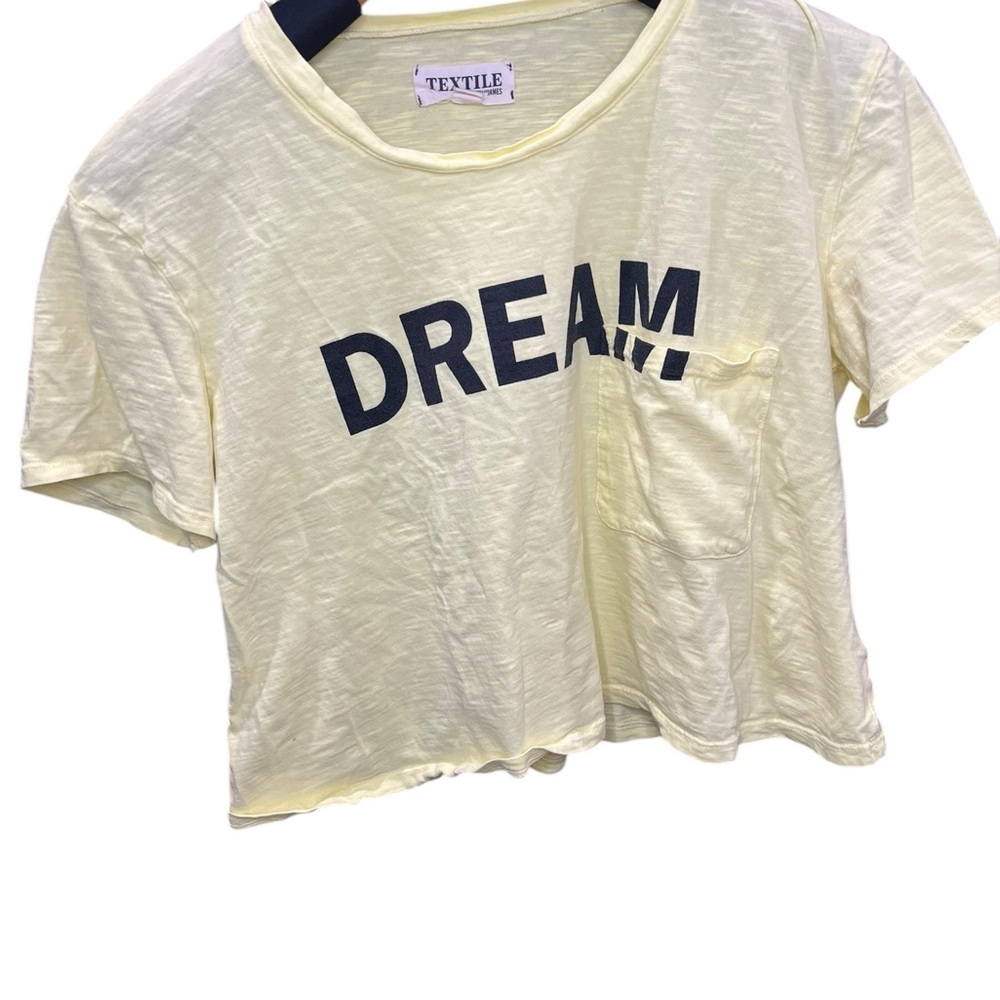 Elizabeth and James Pale Yellow 'DREAM' Crop Top with Black Lettering